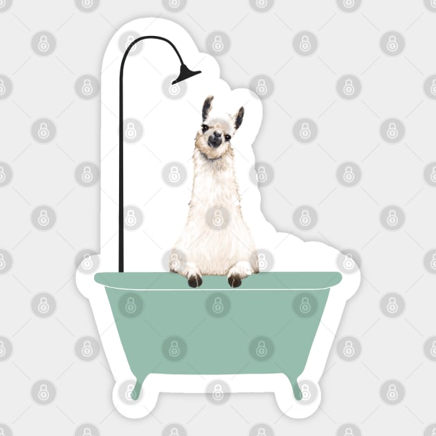 Llama Enjoying Bubble Bath Sticker by bignosework